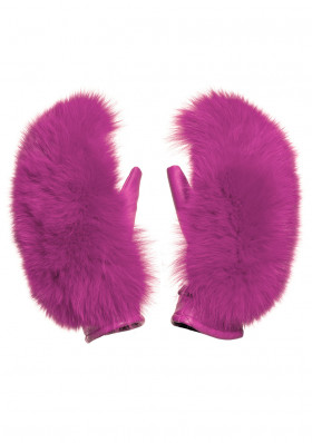 Rękawiczki damskie Goldbergh HANDO mittens real fox fur WOW PINK